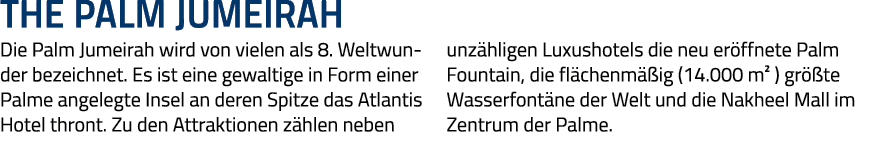 THe palm jumeirah Die Palm Jumeirah wird von vielen als 8  Weltwunder bezeichnet  Es ist eine gewaltige in Form einer   