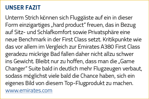 UNSER FAZIT Unterm Strich können sich Fluggäste auf ein in dieser Form einzigartiges  hard product  freuen, das in Be   