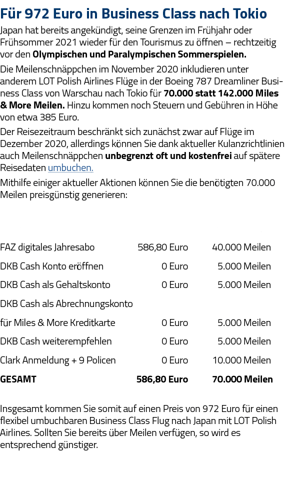 Für 972 Euro in Business Class nach Tokio Japan hat bereits angekündigt, seine Grenzen im Frühjahr oder Frühsommer 20   