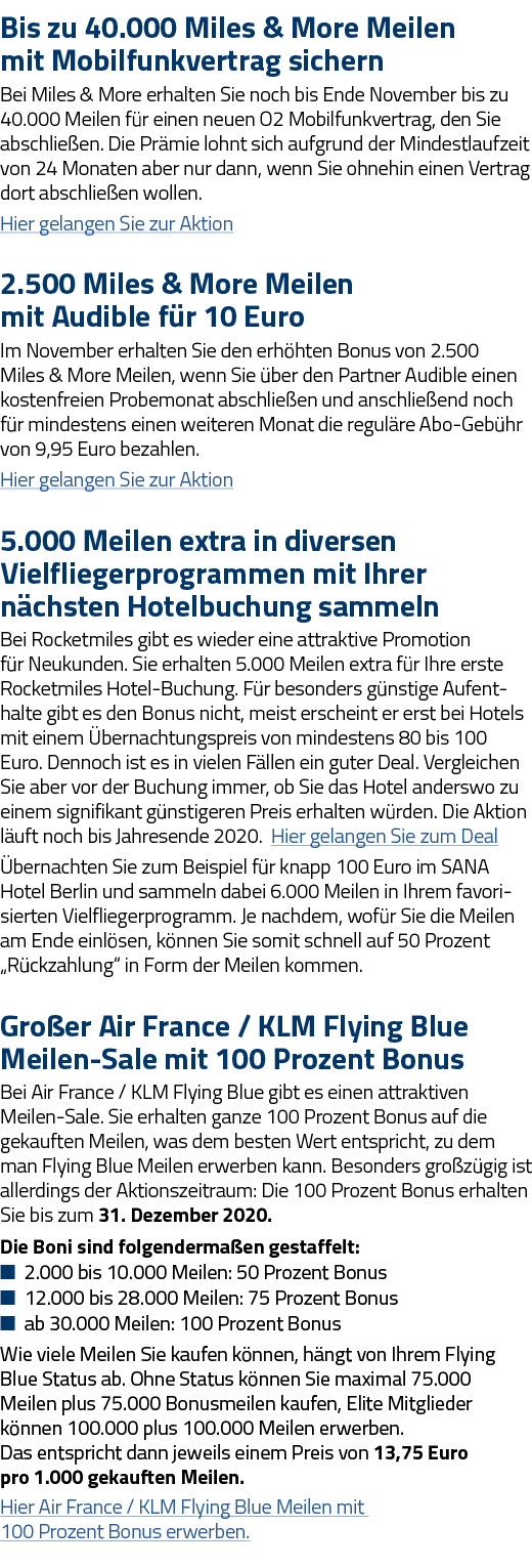 Bis zu 40 000 Miles & More Meilen mit Mobilfunkvertrag sichern Bei Miles & More erhalten Sie noch bis Ende November b   
