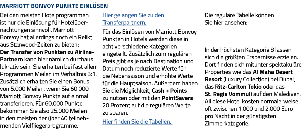 Marriott Bonvoy Punkte einlösen Bei den meisten Hotelprogrammen ist nur die Einlösung für Hotelübernachtungen sinnvol   
